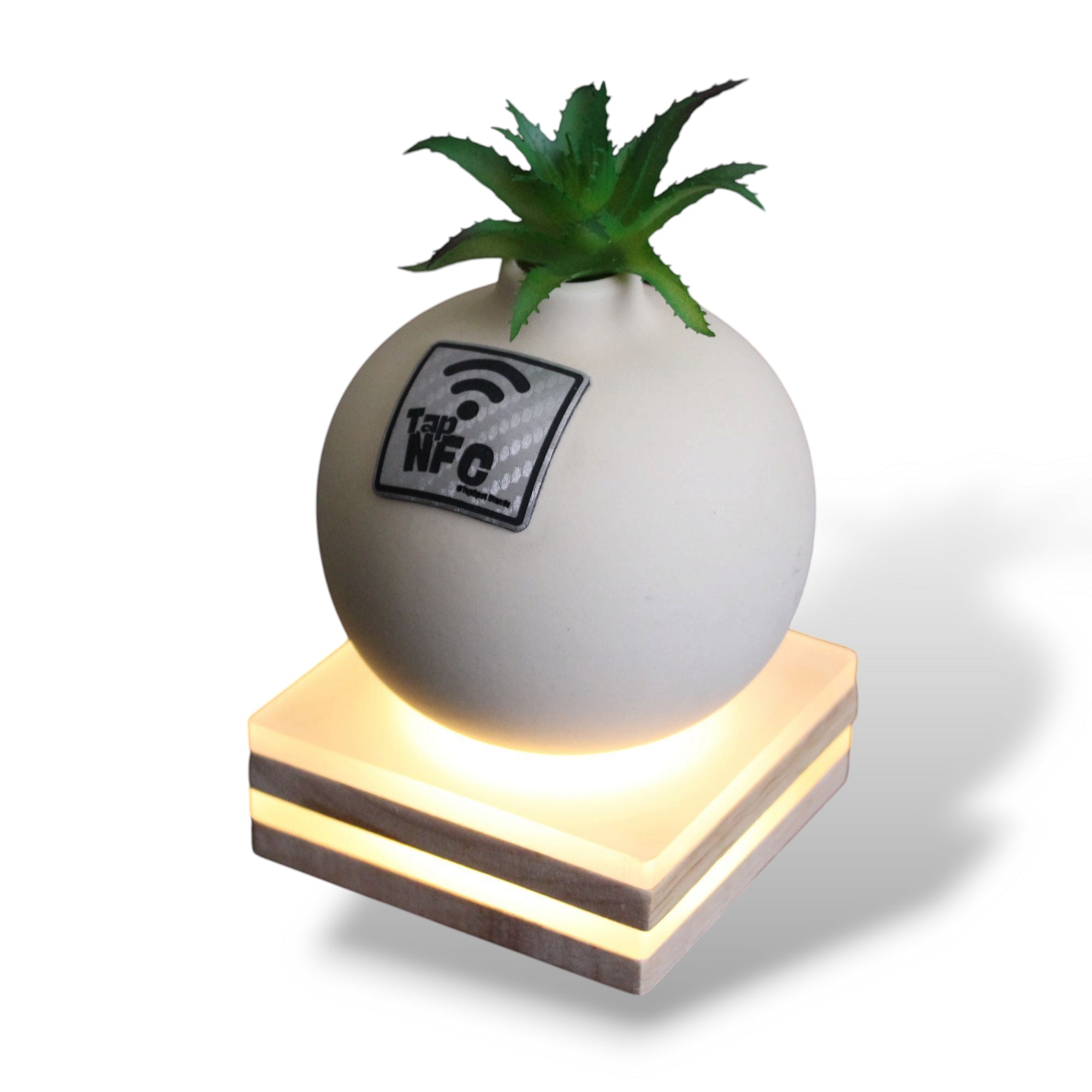 TapSpot Pod – NFC Smart Vase Stand with Glowing Base