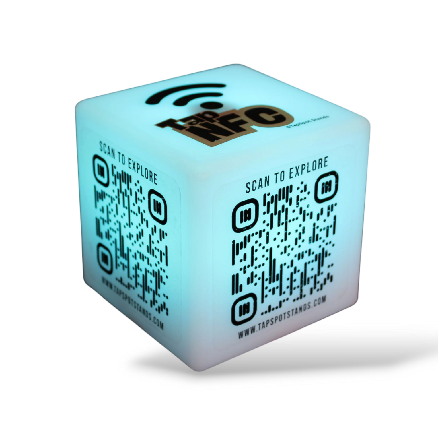 TapSpot Edge – NFC & QR Smart LED Cube with Remote Control