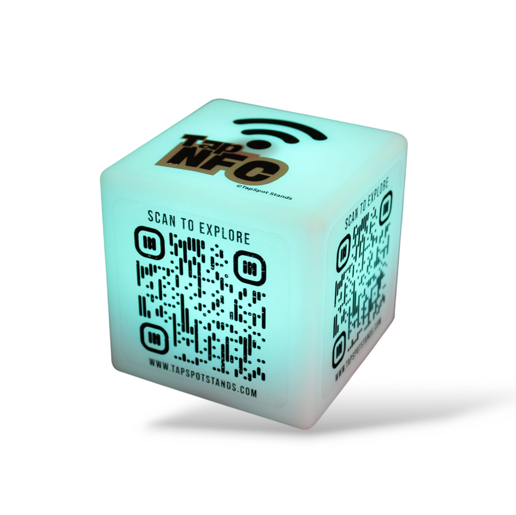 TapSpot Edge – NFC & QR Smart LED Cube with Remote Control