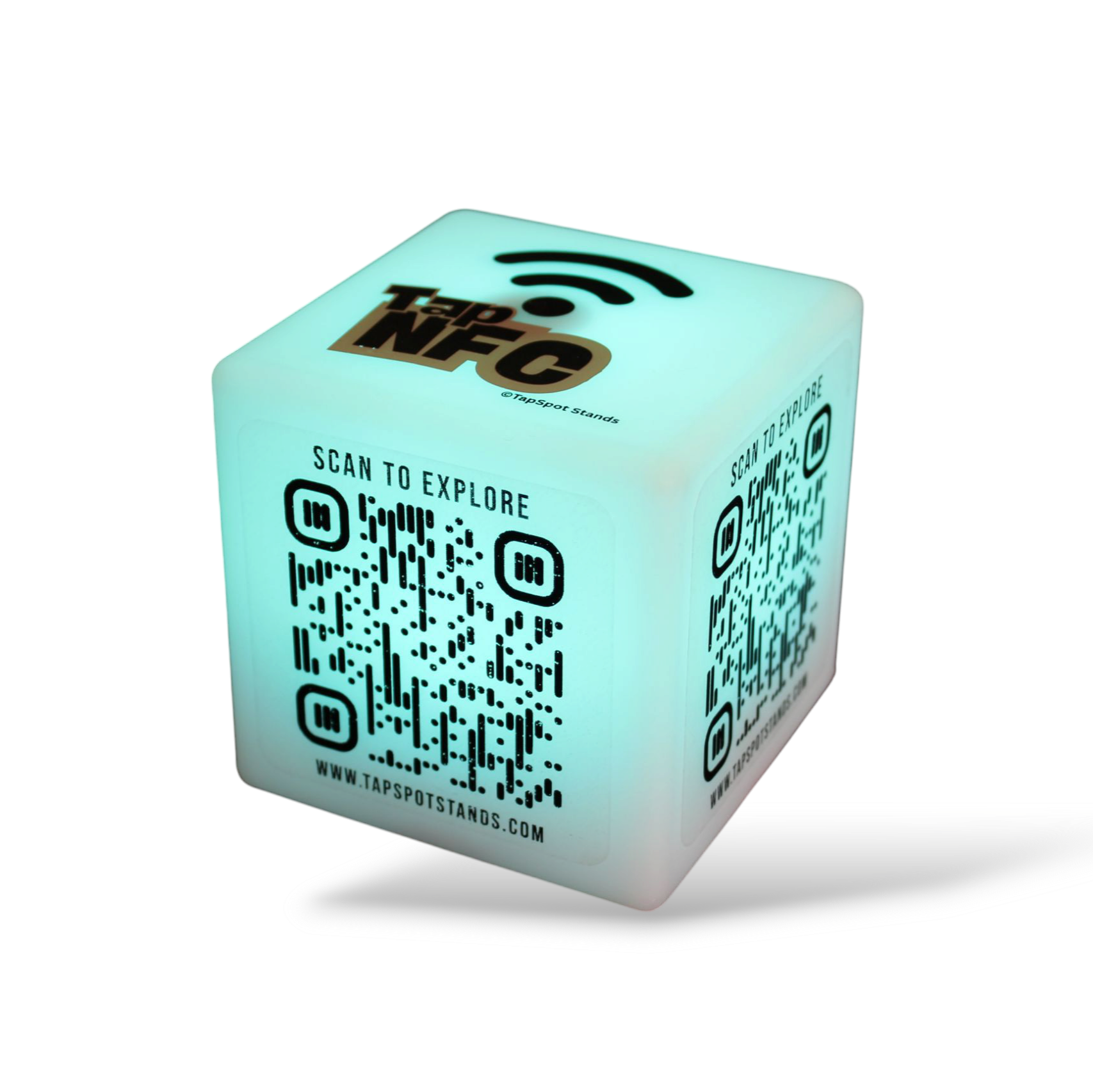 TapSpot Edge – NFC & QR Smart LED Cube with Remote Control